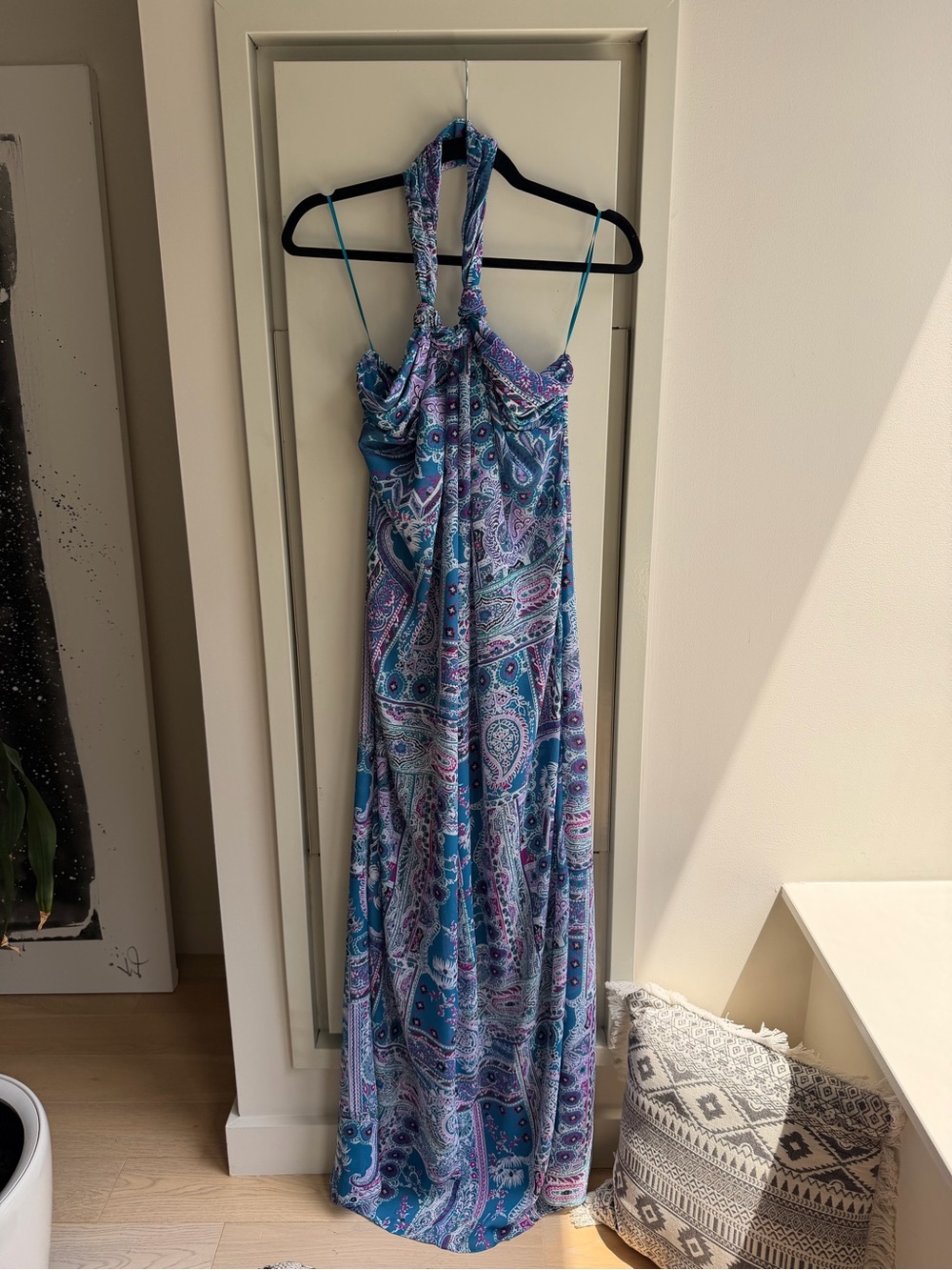 Halter Paisley Maxi Dress in Teal and Lavender